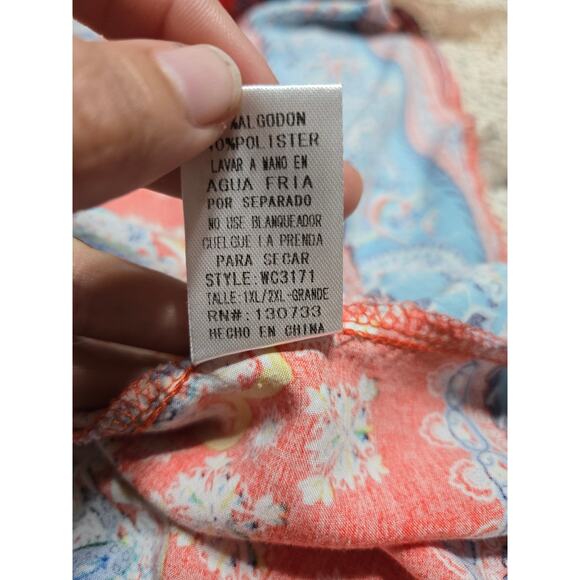 Umgee 1xl 2xl women's open front long kimono with crochet lace fringe - Picture 8 of 9